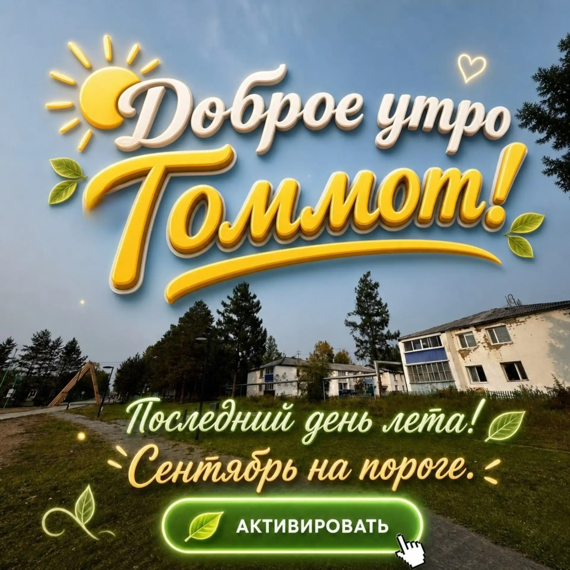 Понедельник, 31 августа: