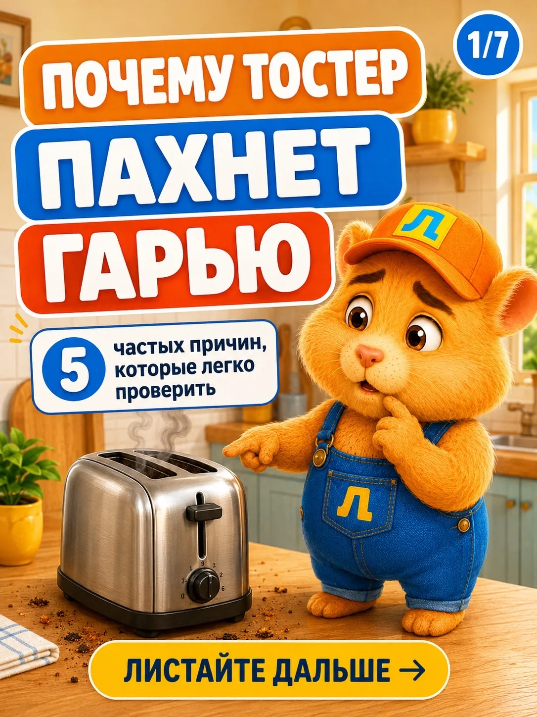 Тостер вдруг начал пахнуть гарью — и дело не всегда в хлебе.
Иногда такой запах появляется не случай