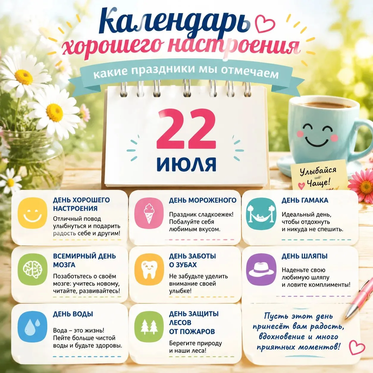 22 июля — день, богатый на маленькие поводы для радости.

Всемирный день мозга

Праздник в честь гла