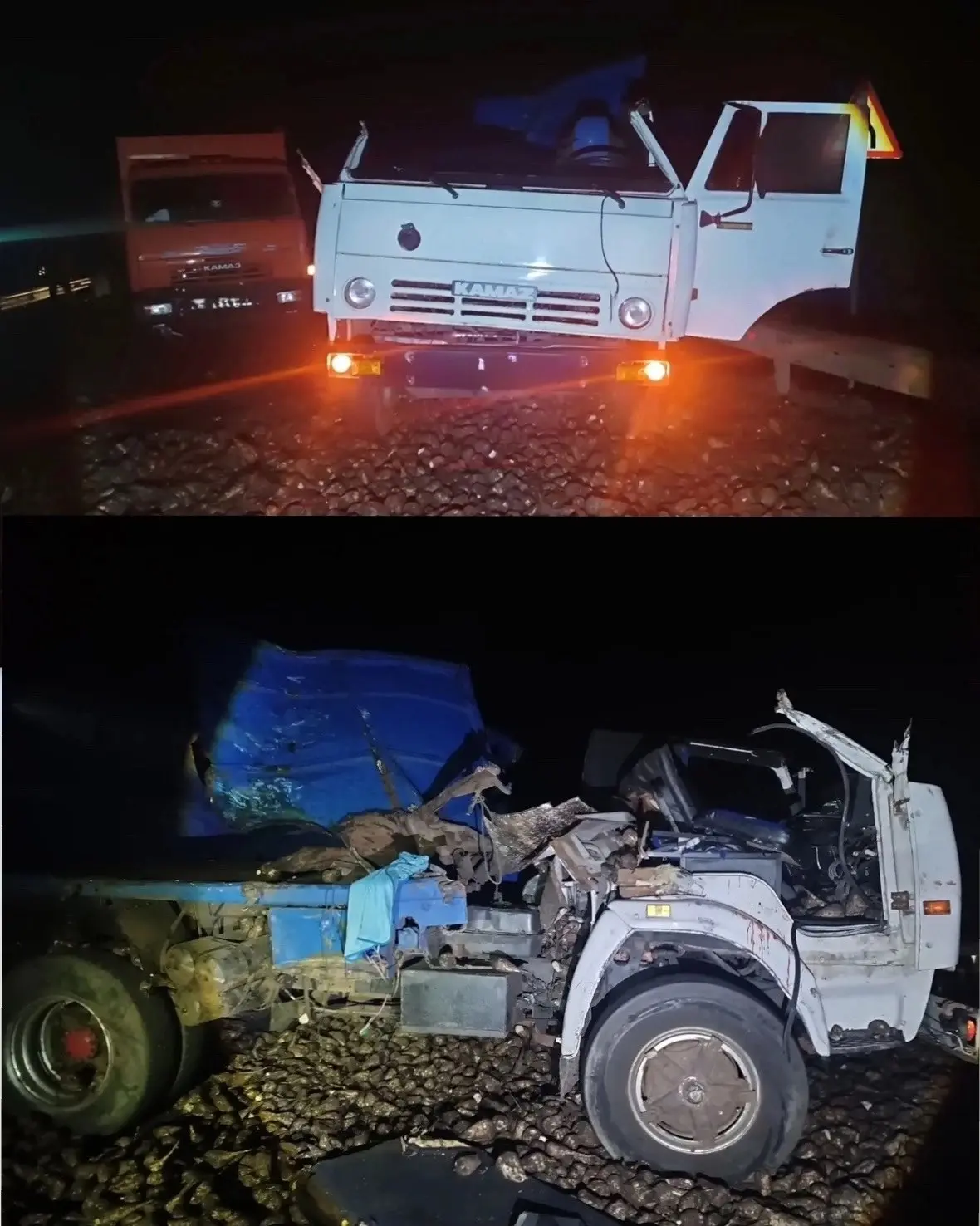 Два КамАЗа столкнулись на трассе в Орловской области