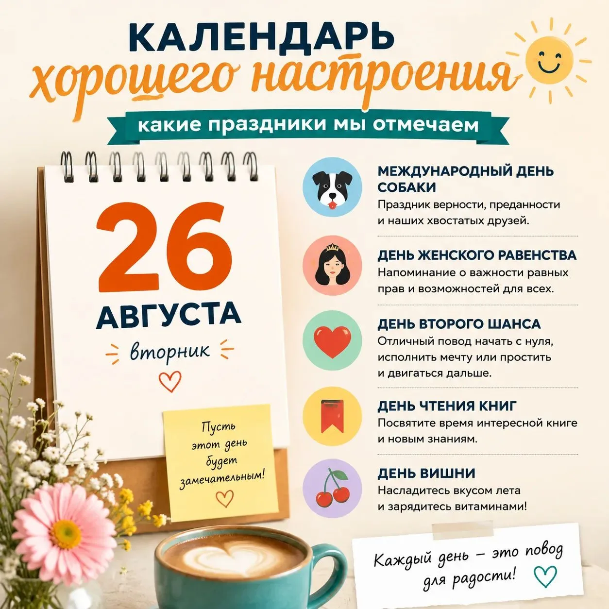 Календарь хорошего настроения: какие праздники мы отмечаем 26 августа