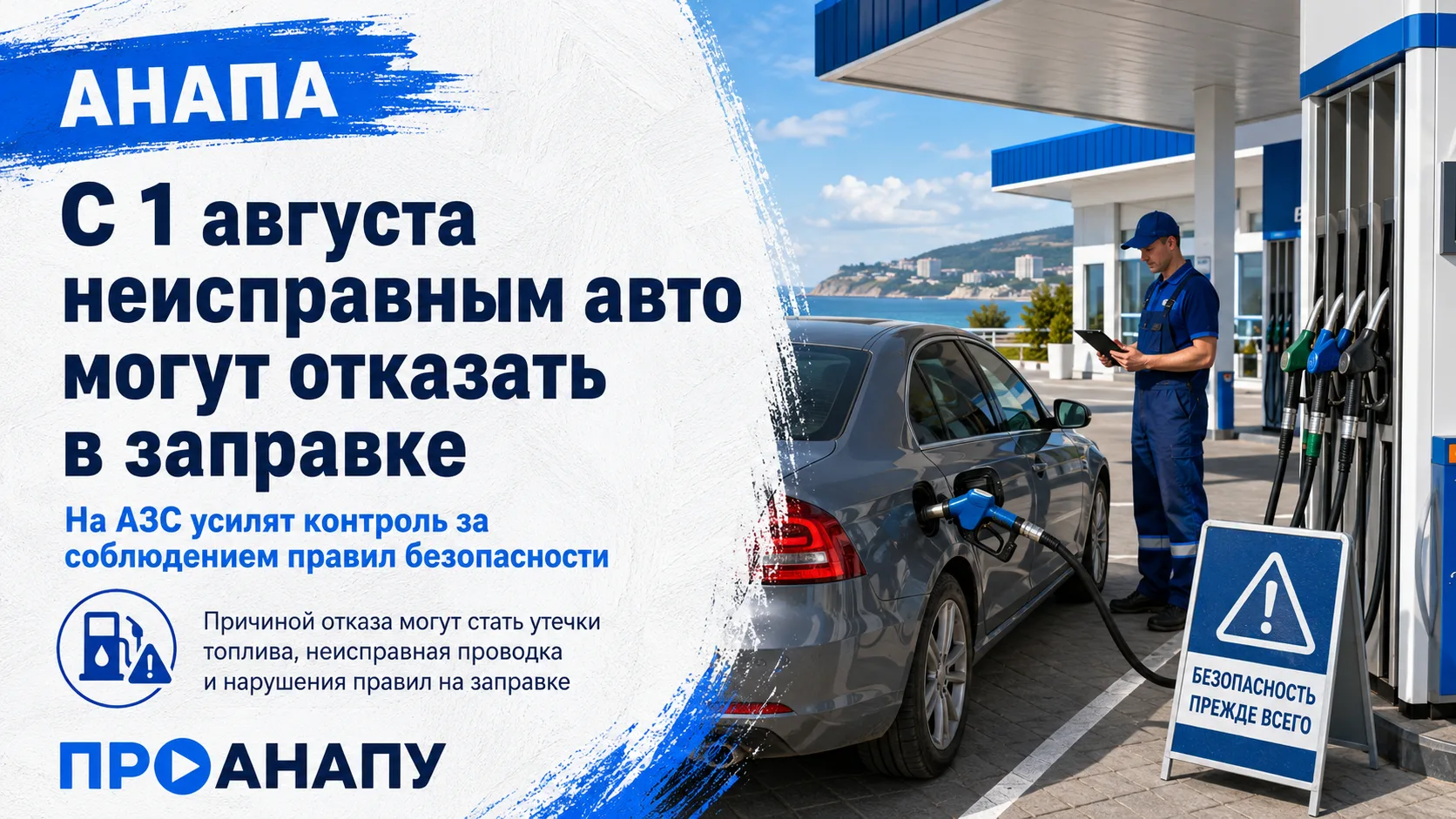 На АЗС могут отказать в заправке неисправного автомобиля