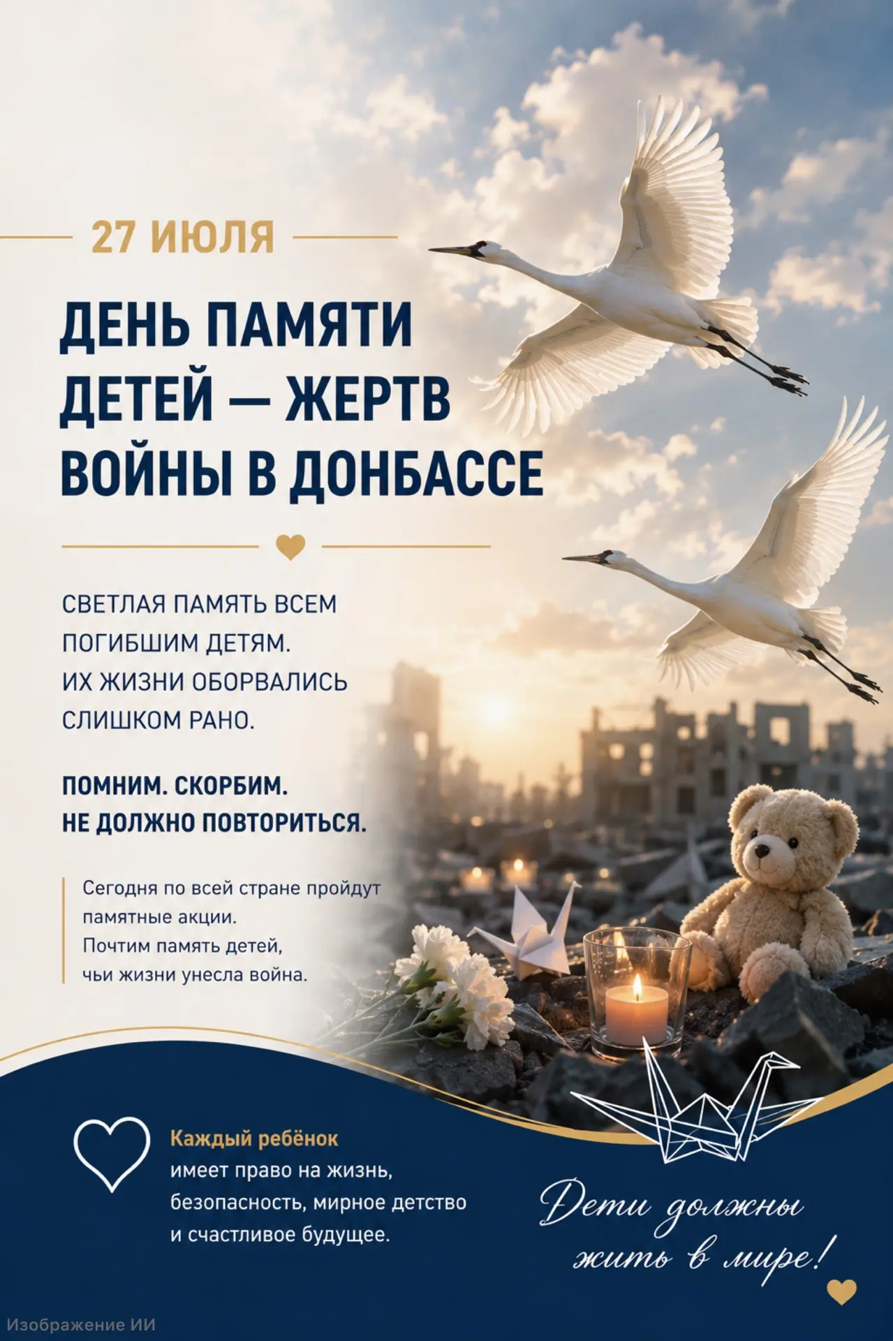 27 июля — День памяти детей — жертв войны в Донбассе.

Цифры, которые невозможно принять сердцем, но