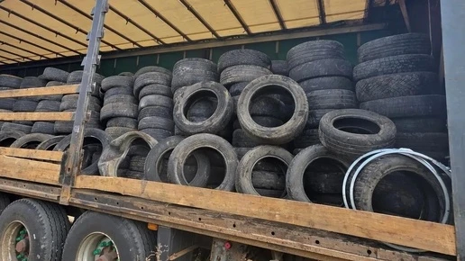 Первая машина с 600 шинами из Курска уехала на переработку в Воронежскую область