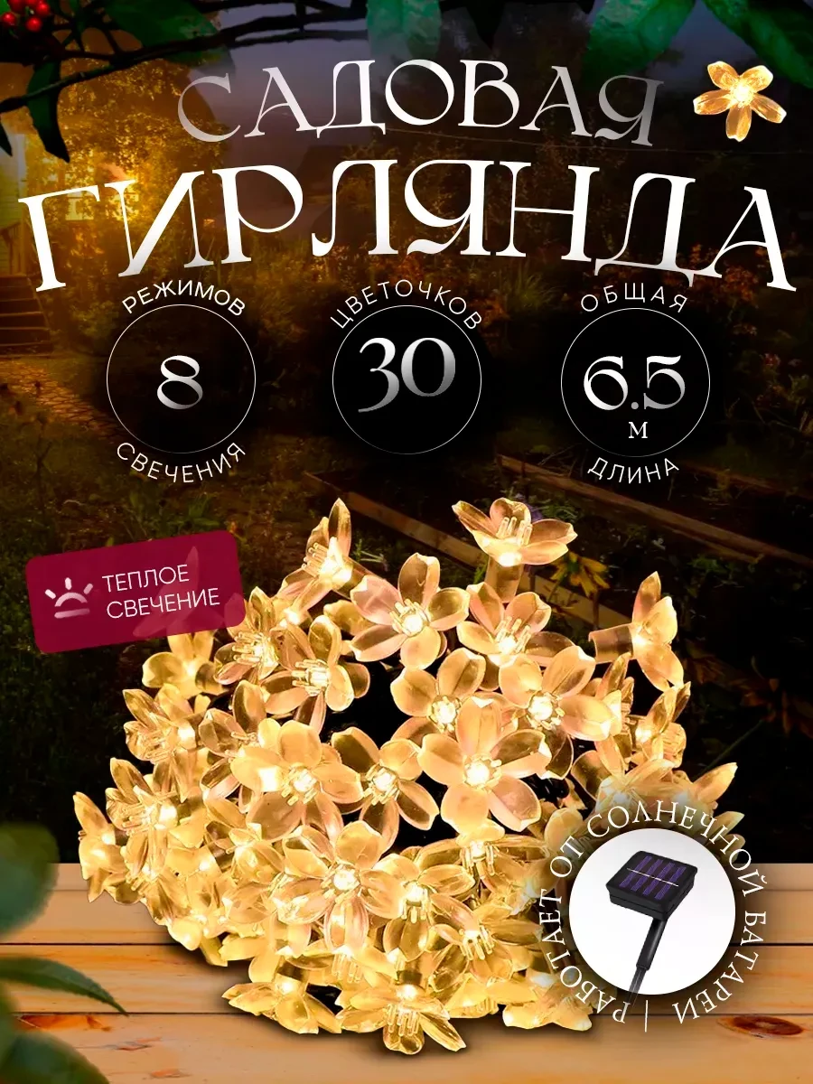 🏠 Гирлянда садовая на солнечной батарее цветы LIGHTINGTON

Цена: 447 ₽ | Старая цена: 1700 ₽ | Скид