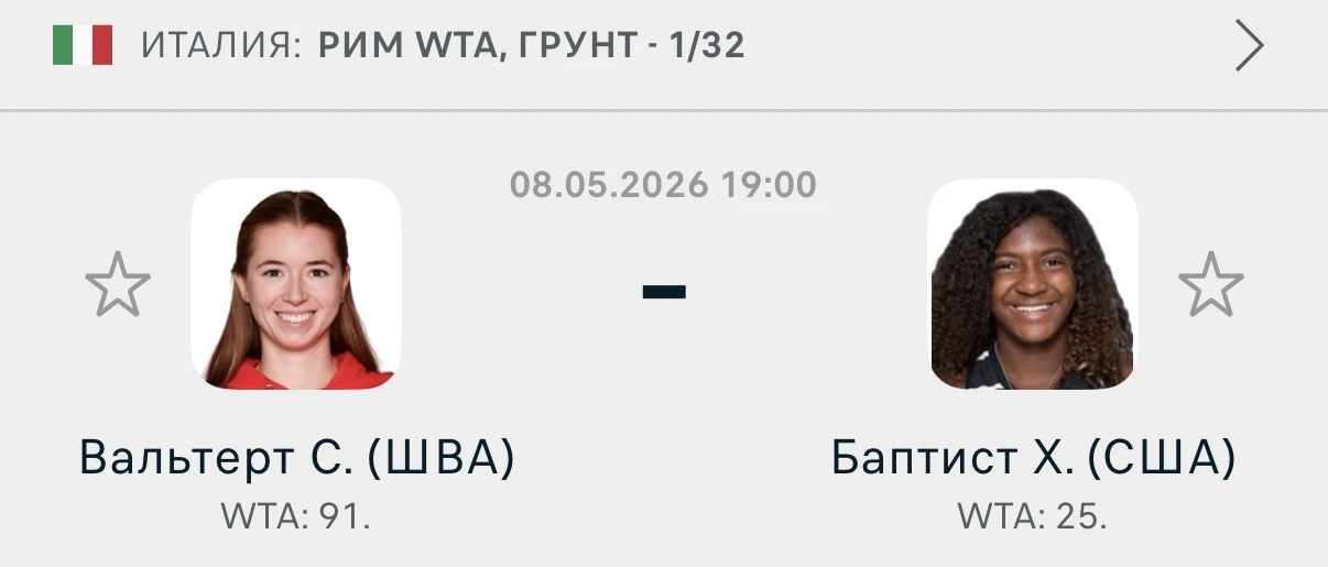 🇮🇹Рим WTA

Вальтерт - Баптист

Победа 2

Коэффициент: 1.50

Баптист в шикарной форме. Она здорово 