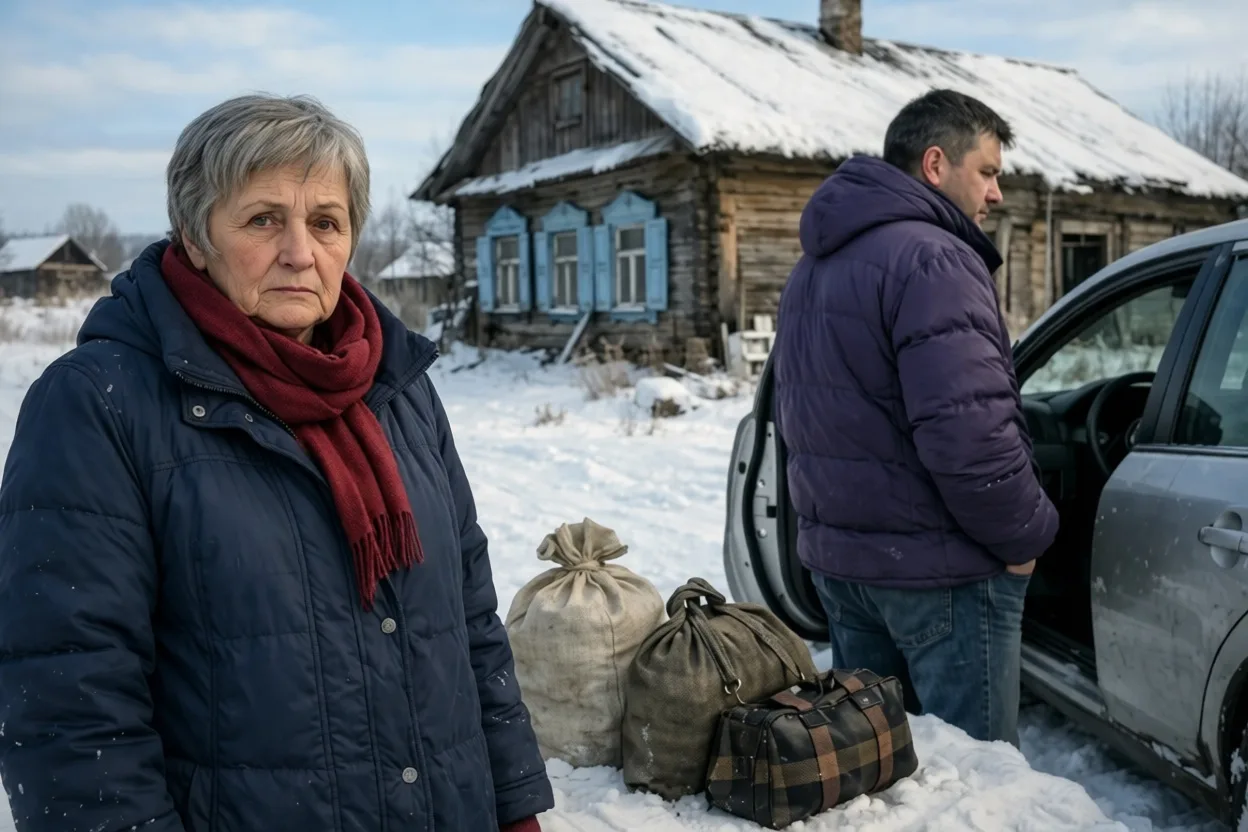 Анна Степановна сидела на заднем сиденье и смотрела в окно. Сын Владислав вёз её куда-то за город уж