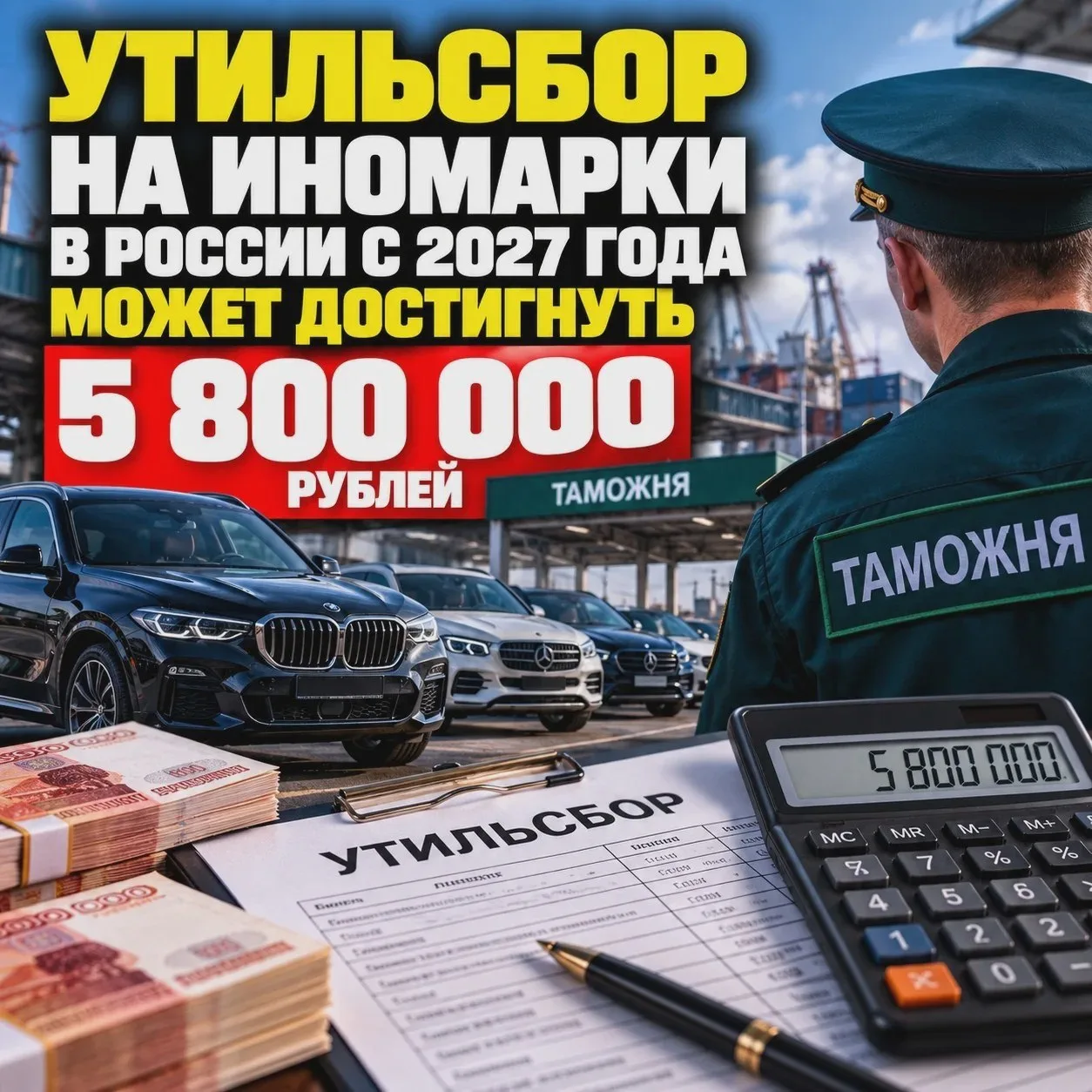 Утильсбор на иномарки может дорасти до 5,8 млн рублей