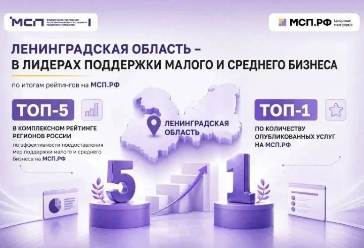 Ленинградская область вошла в топ-5 национального рейтинга поддержки малого бизнеса