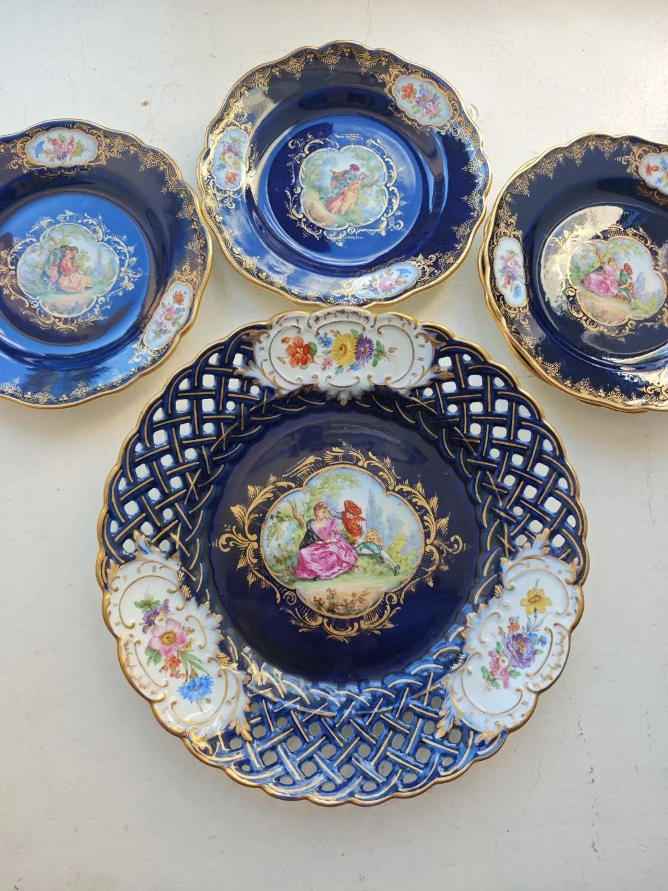 💙 Музейный уровень: Полный антикварный десертный сет Carl Teichert Meissen (1882–1929 ...