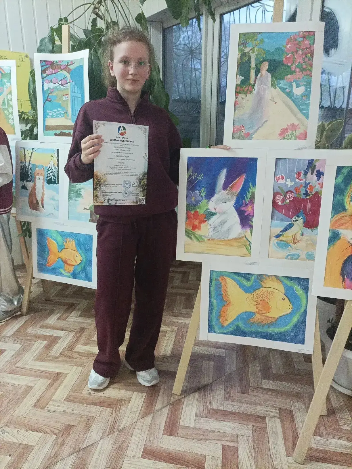 Ученица 5Б класса Глазкова Софья -  победитель двух конкурсов по рисованию 🎨 Софья приняла участие в