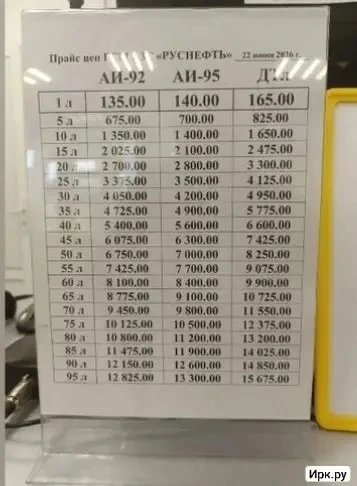 В Иркутске топливо продают по 165 рублей за литр