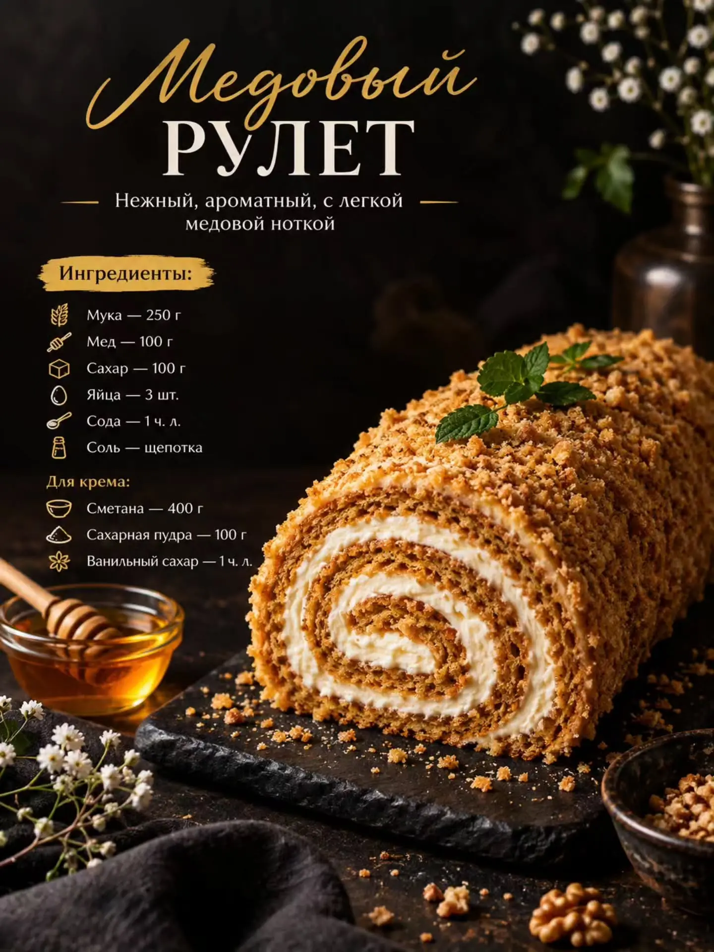 🍯 МЕДОВЫЙ РУЛЕТ 🍯