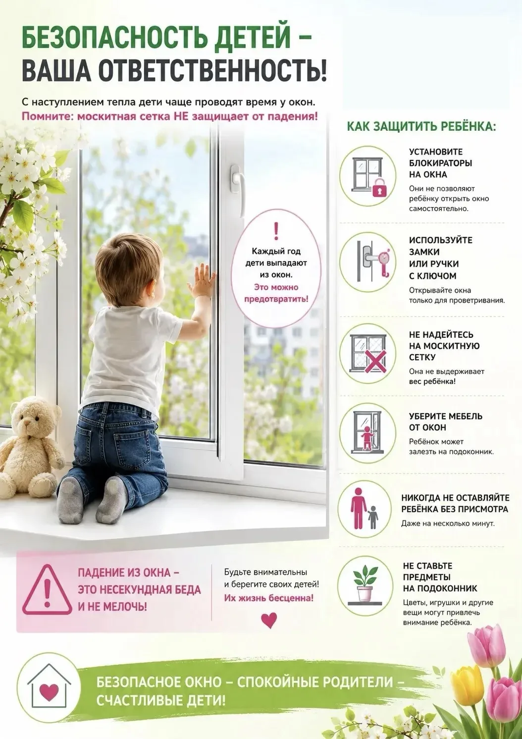 ❌ Открытое окно: помните о безопасности ваших детей!
