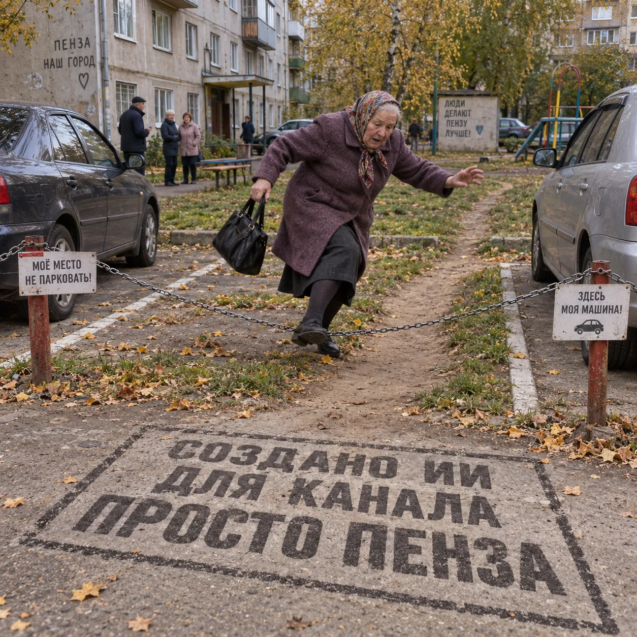 В Пензе цепь посреди прохода стала причиной падения ребёнка.