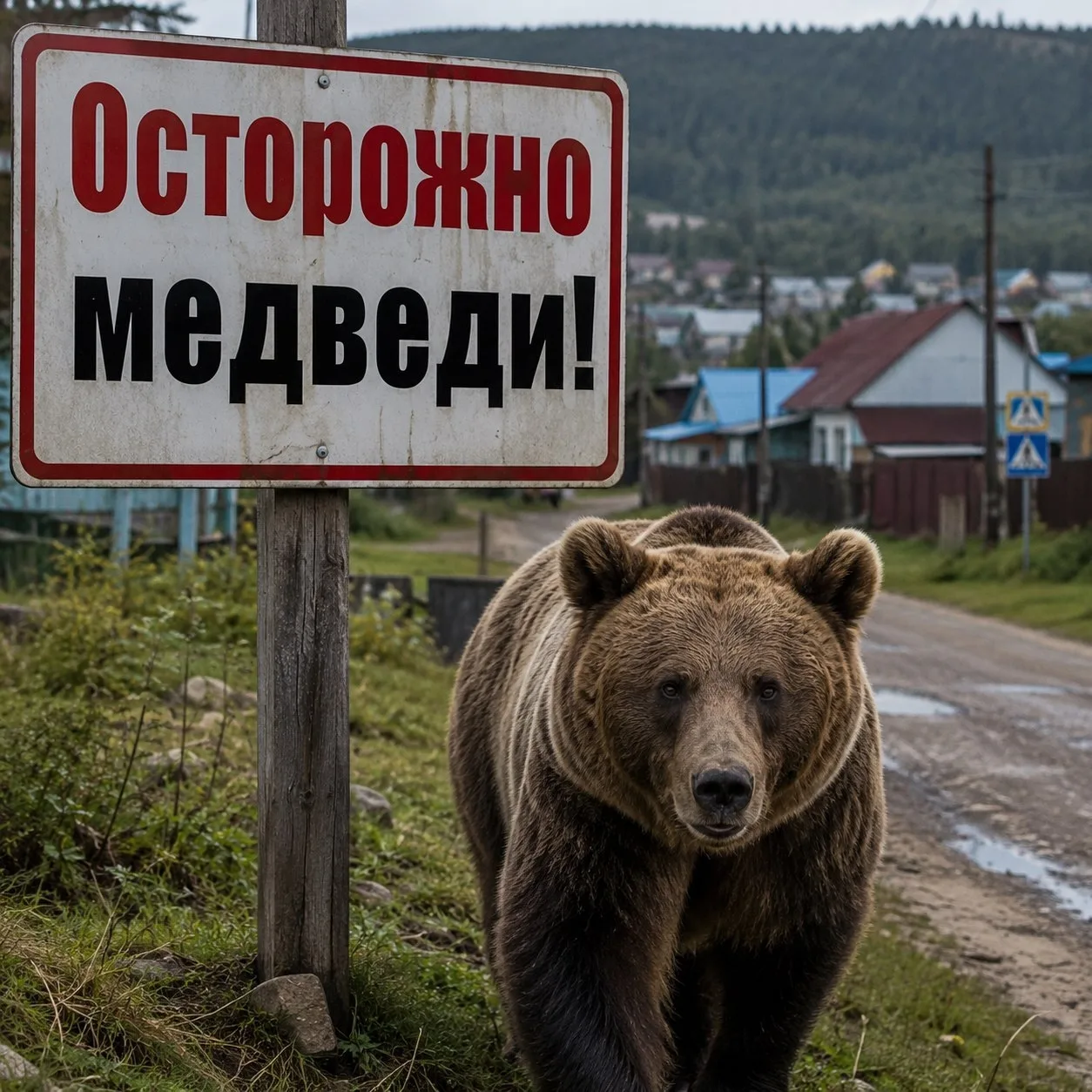 🐻‎Медведица с медвежатами вышла к людям. ‎Семью бурых хищников заметили на берегу реки Абакан в окре