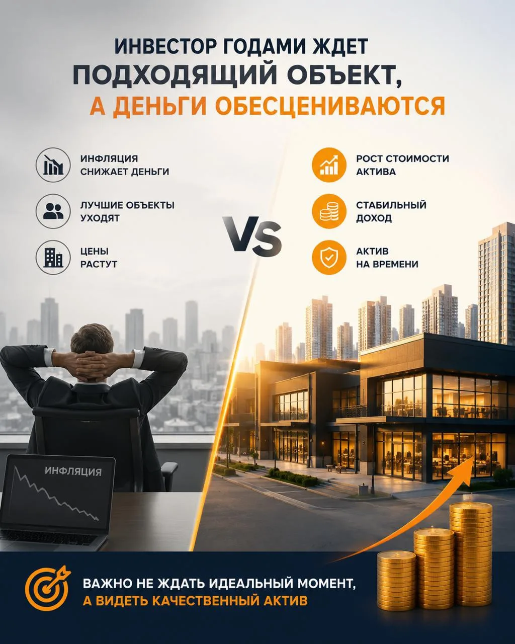 💰 Самая дорогая ошибка инвестора — не плохая сделка. А бесконечное ожидание.

Мы часто слышим:

— «