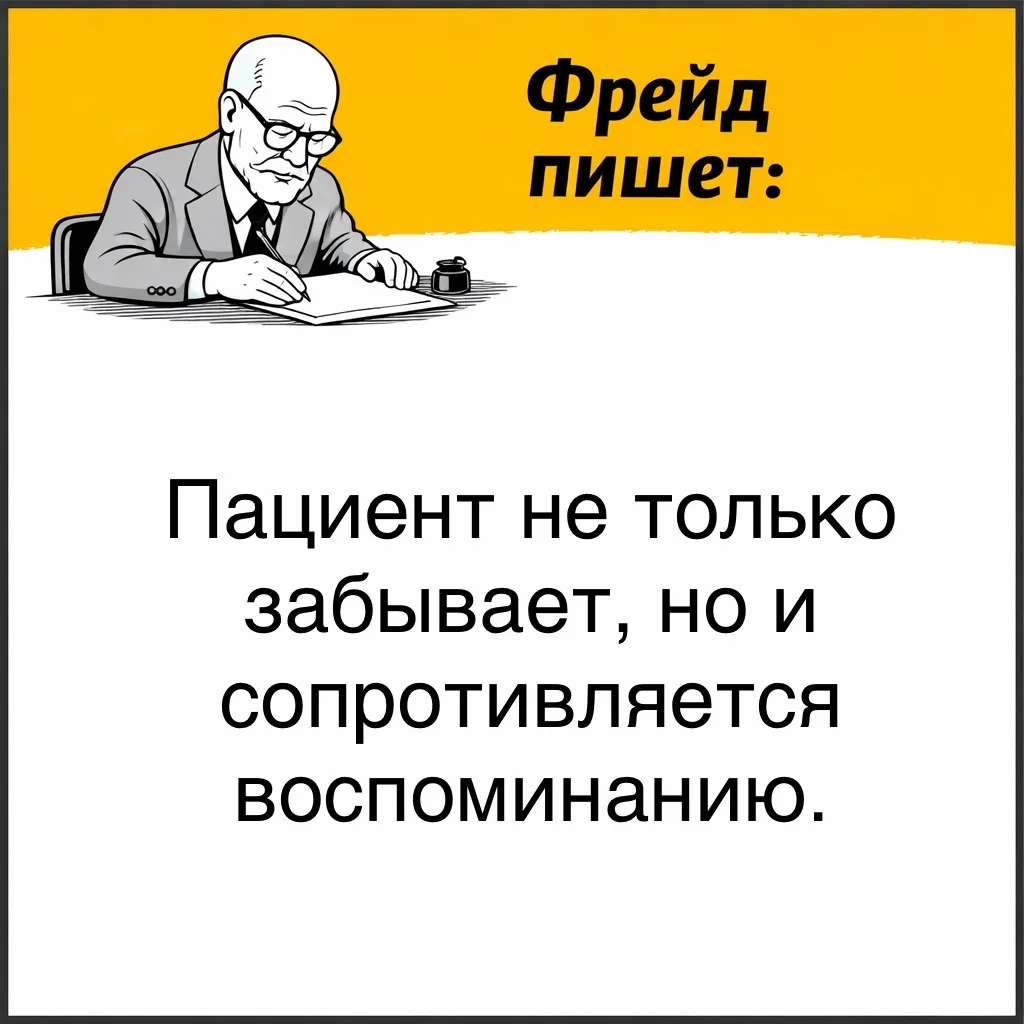 Фрейд разделял два процесса: забывание как результат, и сопротивление как его причина.  Психика не п