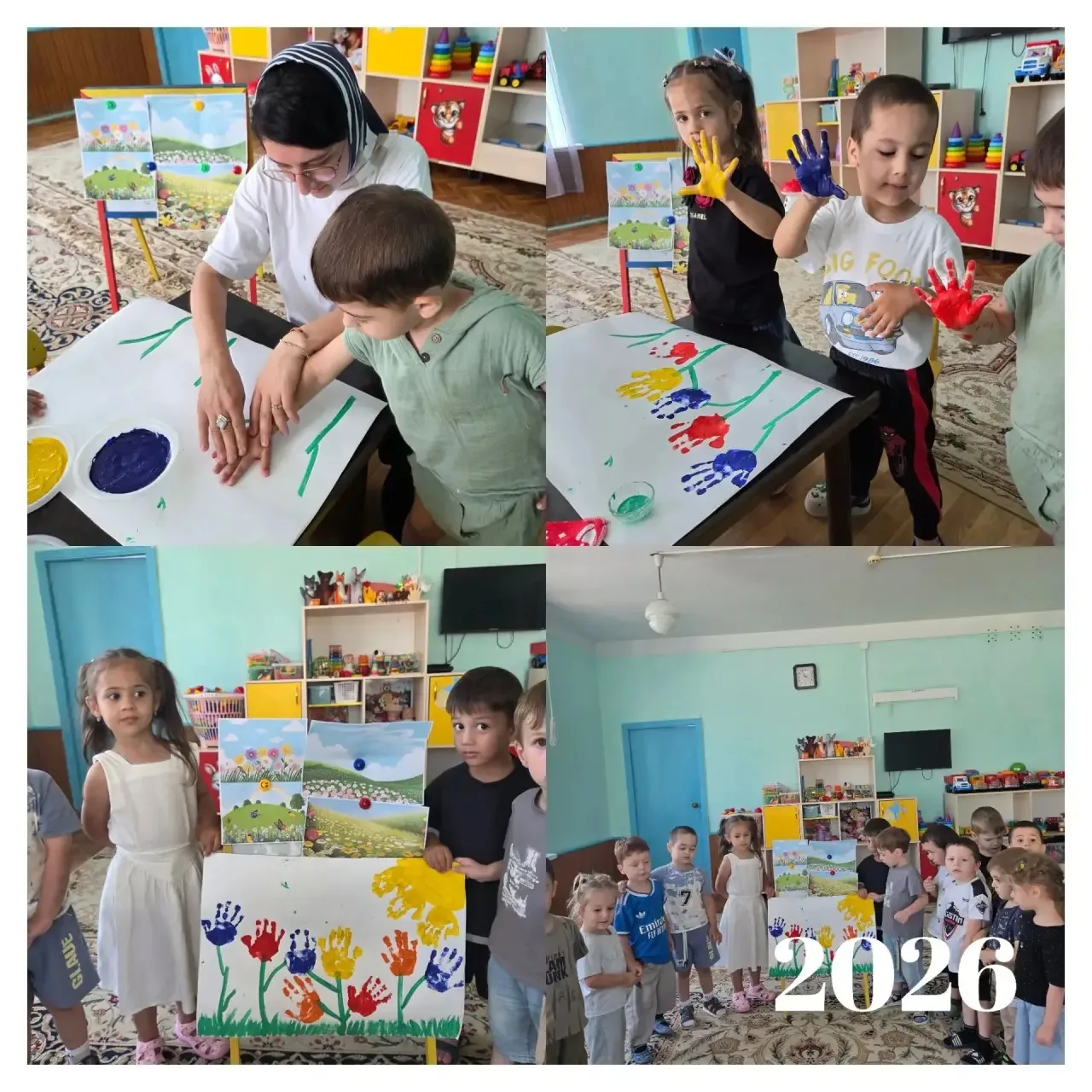 🎨Коллективная работа 
в 1мл.гр "Б"🌷🌼🌺🪷🪻💐🌷
Тема: "Цветочная поляна "
Цель: продолжать знакоми