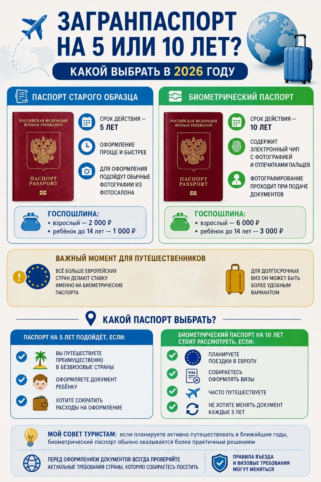 Загранпаспорт на 5 или 10 лет? Что выбрать в 2026 году
