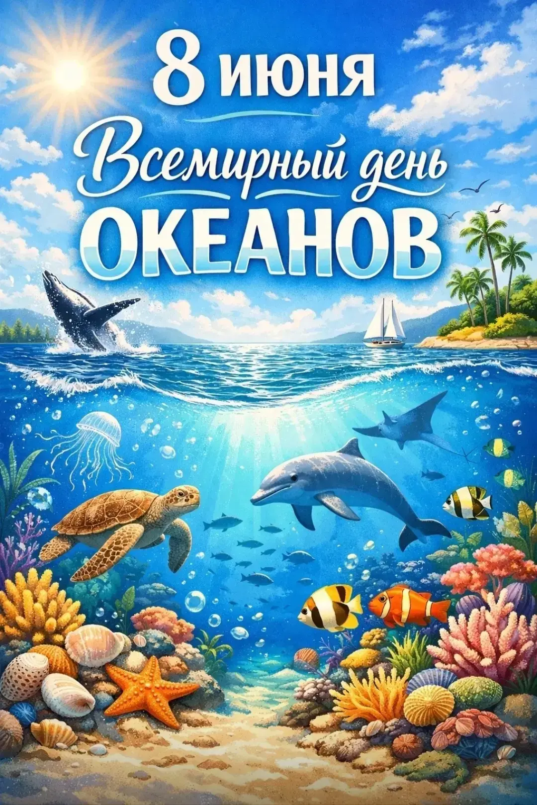 🌏 8 июня — Всемирный день океанов!🌊

Океаны покрывают более 70% нашей планеты, производят большую 