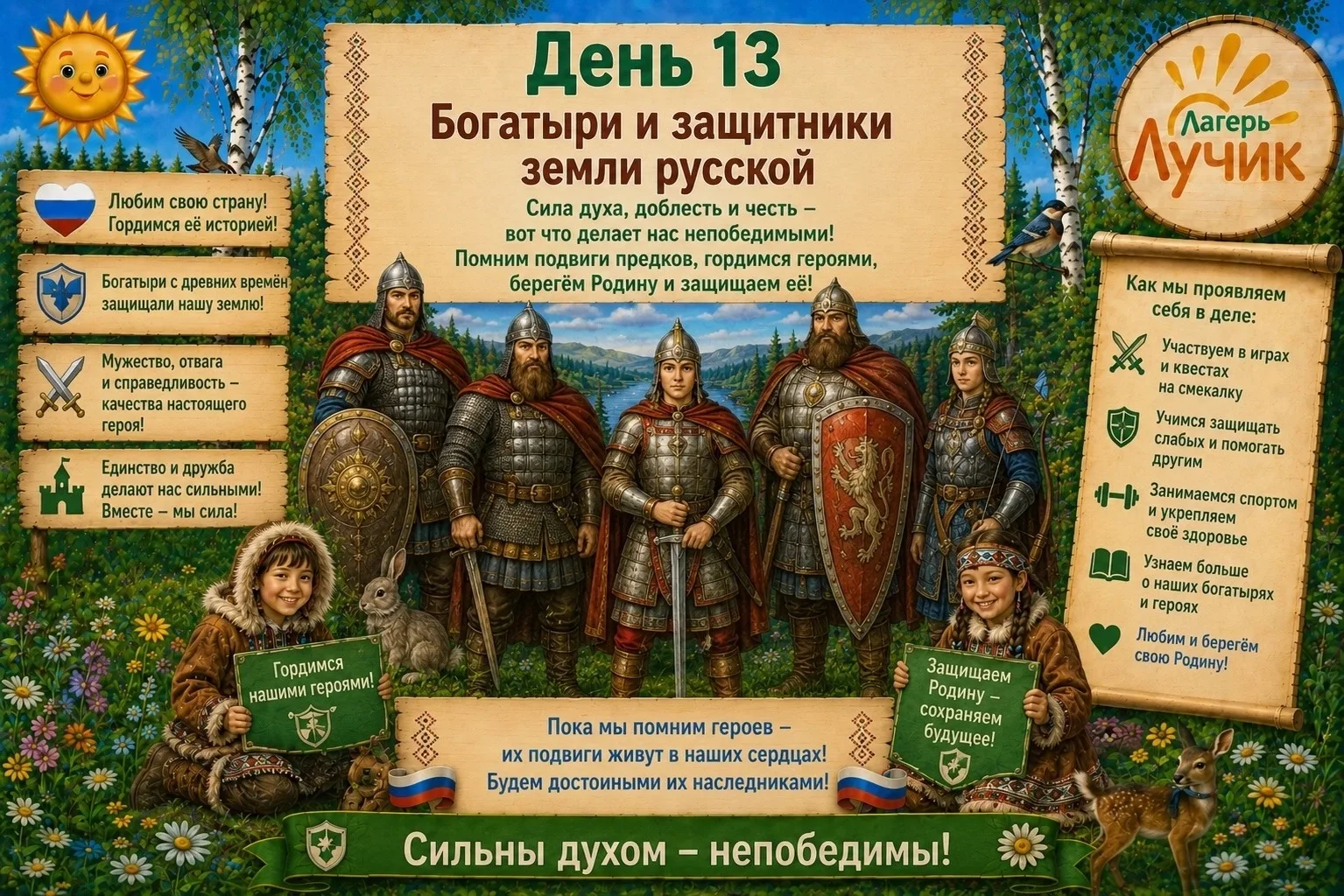 🛡️⚔️ День 12 в пришкольном лагере «Лучик» прошёл под девизом: «Богатыри и защитники зе...