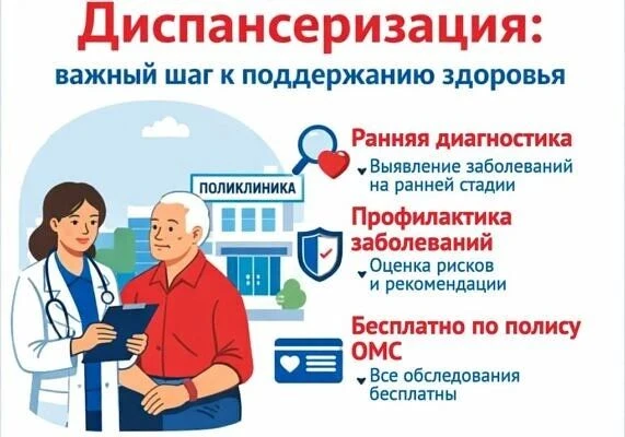 Диспансеризация — здоровье на долгие годы!💪 
 
После 65-ти наше хорошее самочувствие — это главный 