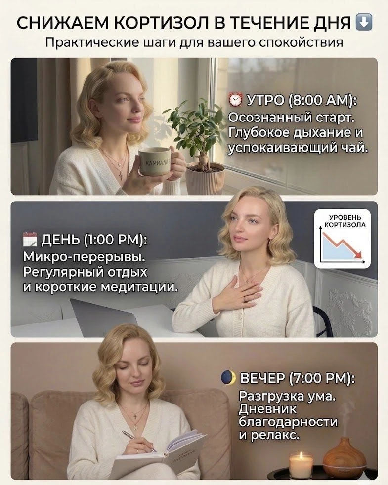 ☀️ КАК НАЧАТЬ ДЕНЬ, ЧТОБЫ СНИЗИТЬ КОРТИЗОЛ