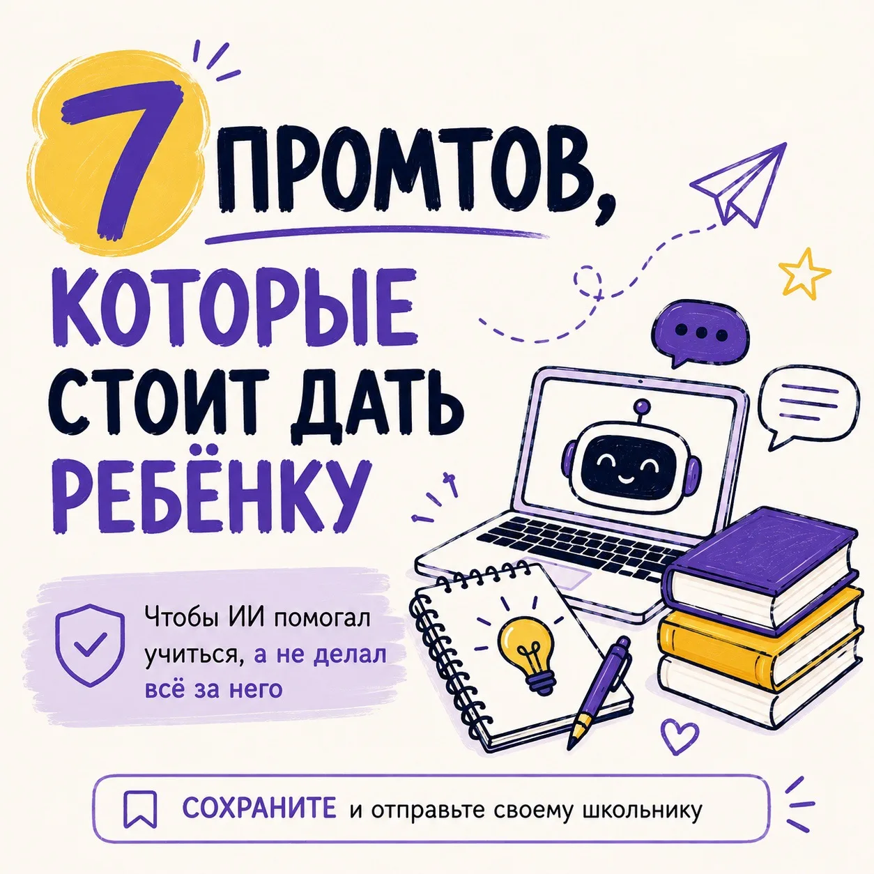 Сохраните и отправьте своему ребенку. Очень актуально перед новым учебным годом 👆