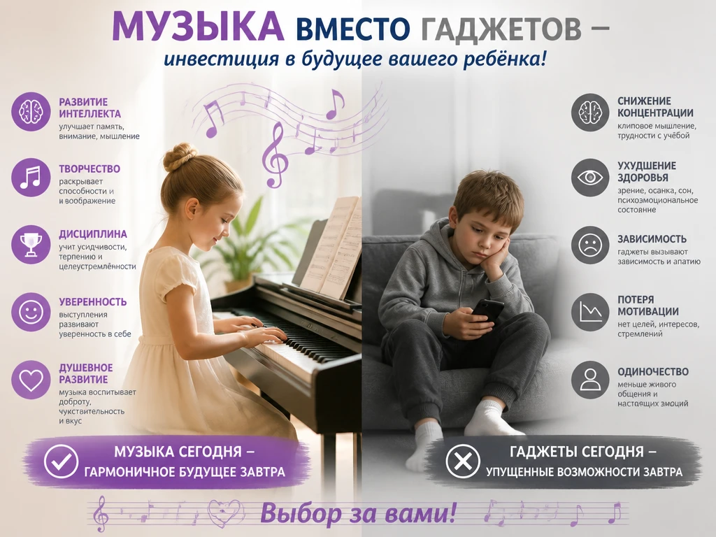📣 Родители, хотите, чтобы ребенок сам делал уроки и меньше сидел в телефоне? Подарите ему…. музыку!