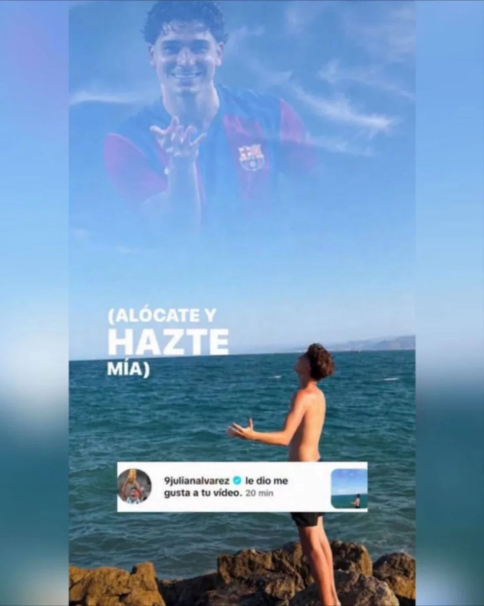 Хулиан Альварес лайкнул фото с собой в футболке «Барселоны» в TikTok 🤯💙❤️