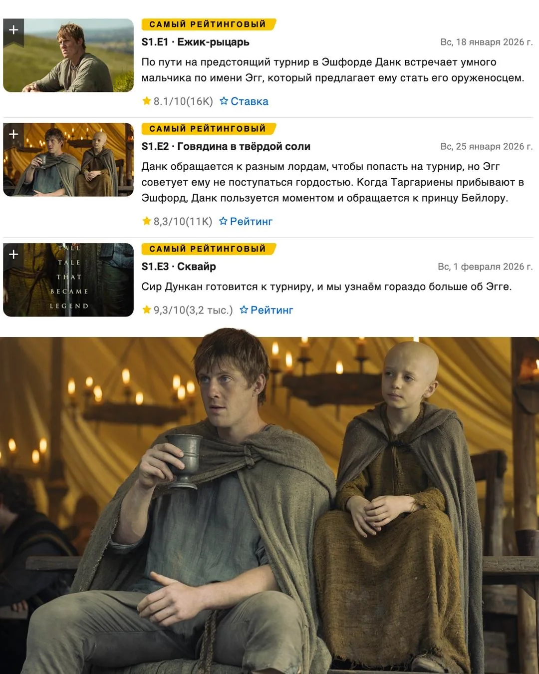 Третья серия «Рыцаря Семи Королевств» стала неожиданным шедевром — сейчас у нее впечатляющие 9,3 бал