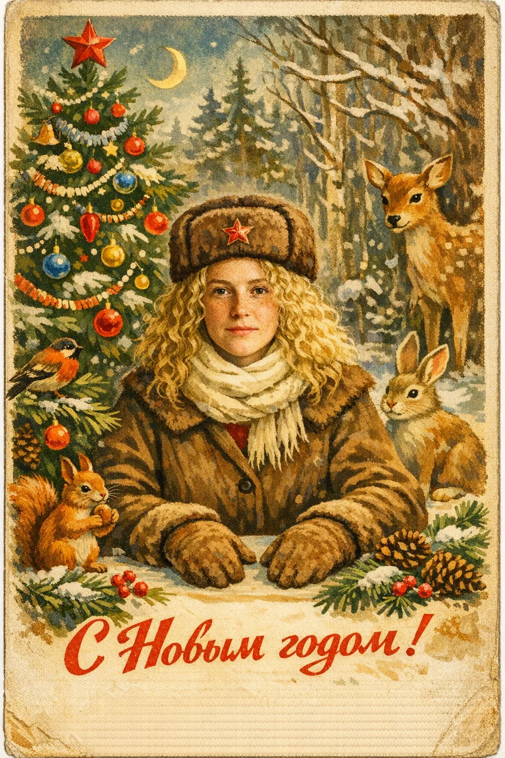 С Новым годом, дорогие!   Пусть в вашем доме всегда будет тепло, на столе — вкусное угощение, а в се