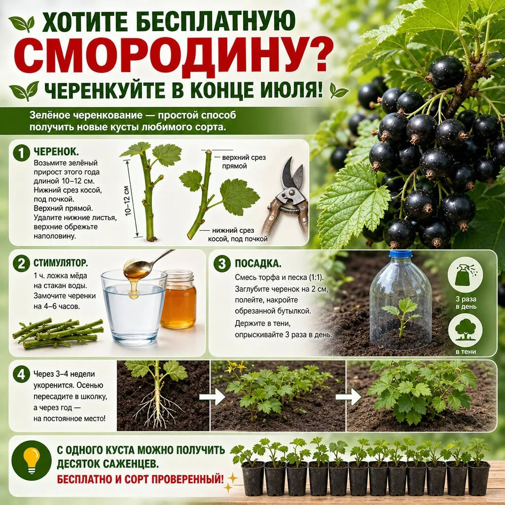 🌱 ХОТИТЕ БЕСПЛАТНУЮ СМОРОДИНУ? ЧЕРЕНКУЙТЕ В КОНЦЕ ИЮЛЯ! 🌱

Зелёное черенкование — простой способ п