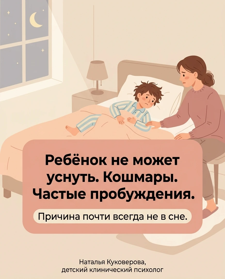 Ребёнок долго засыпает, видит кошмары, просыпается несколько раз за ночь