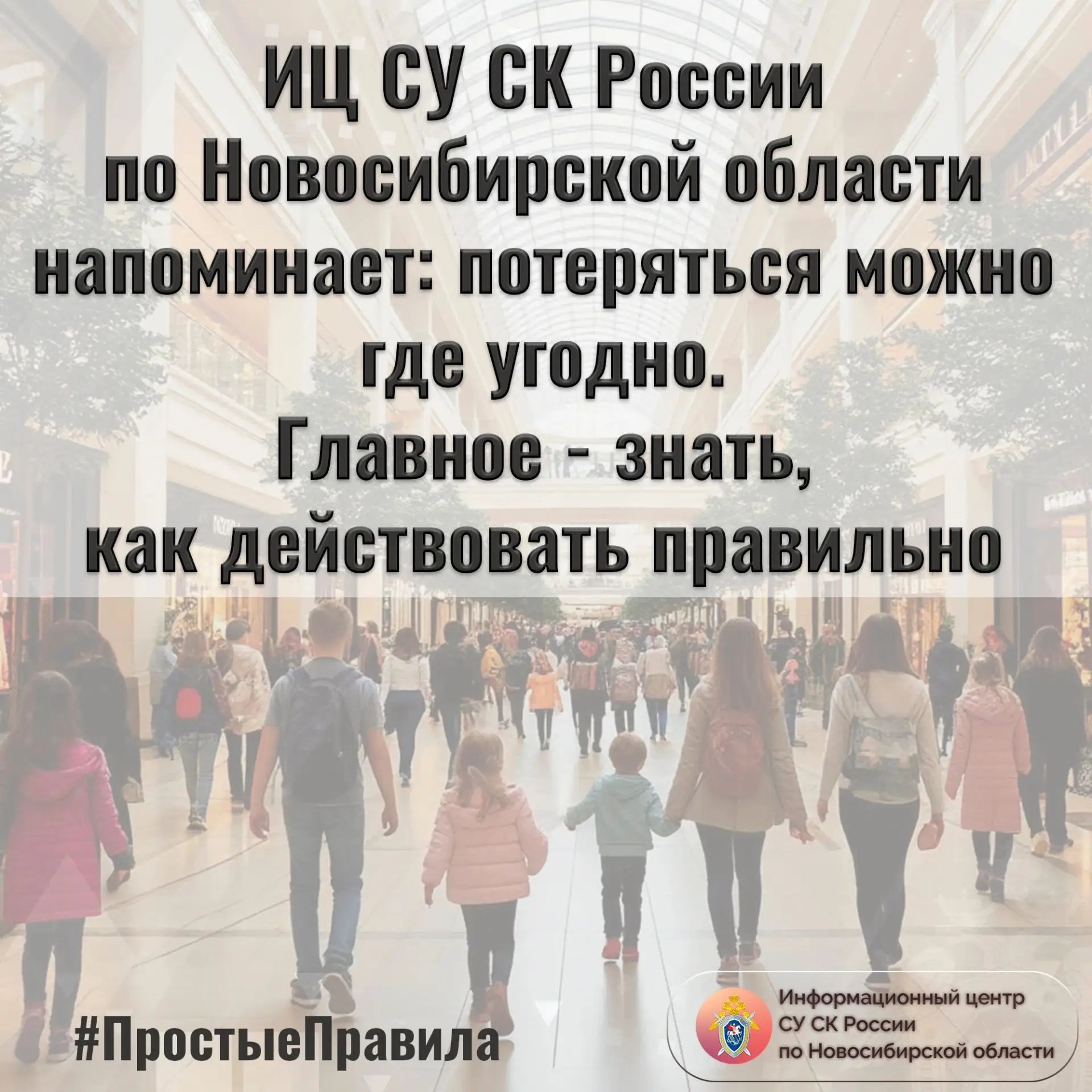 ИЦ СУ СК России по Новосибирской области напоминает: потеряться можно где угодно - в ма...