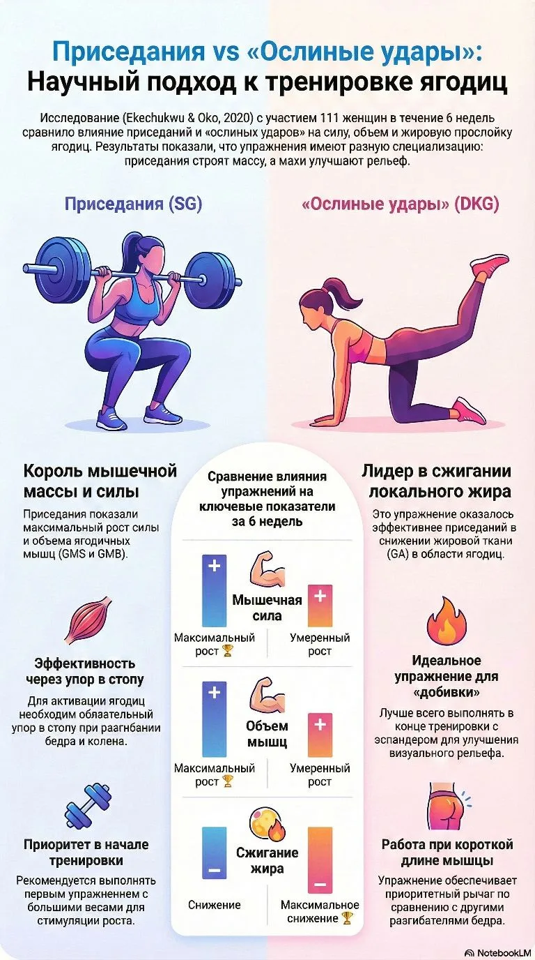 Приседания vs «Ослиные удары»: Какое упражнение лучше для ягодиц?