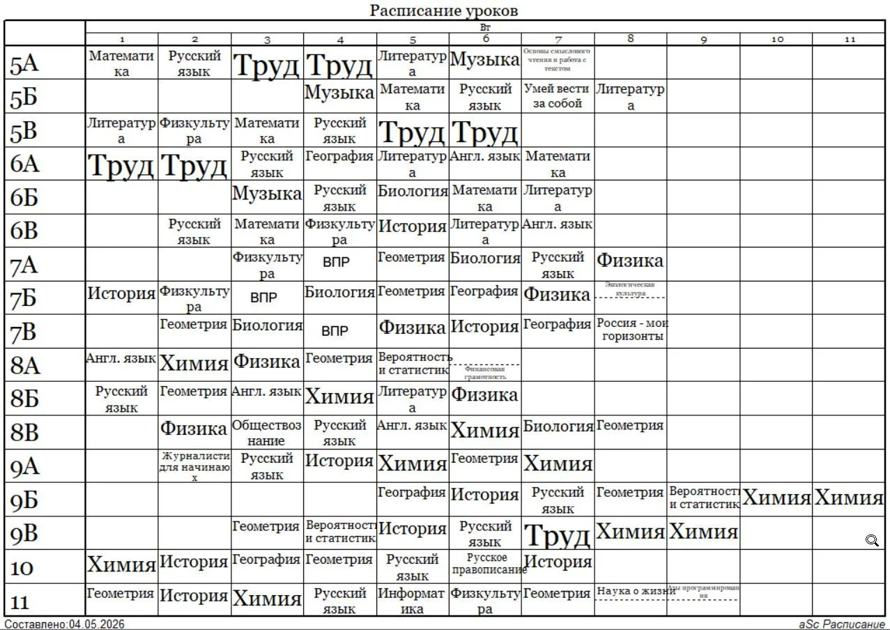 Расписание на 05.05