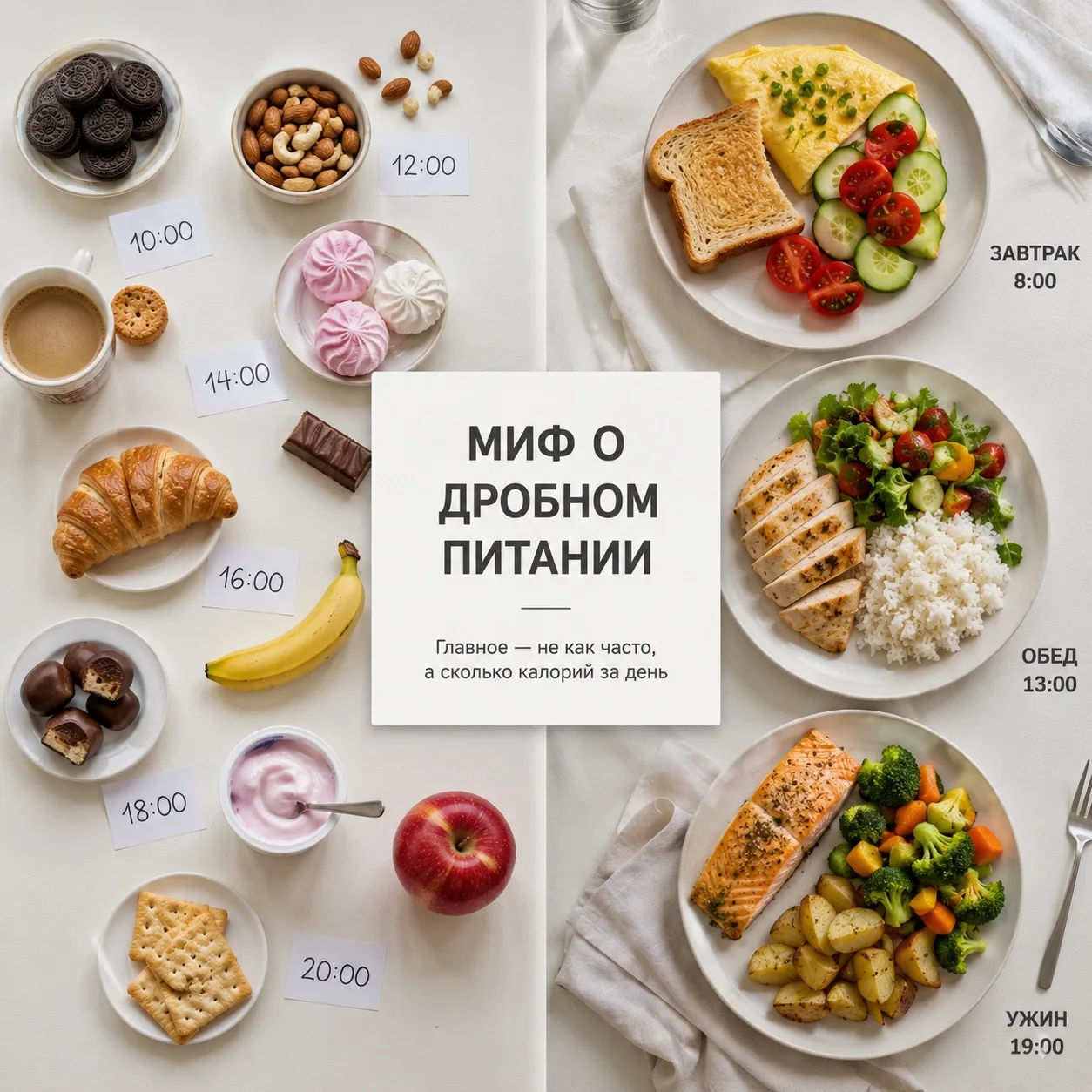 Что происходит с телом если есть каждые 2-3 часа — миф о дробном питании 

🍽️ Если постоянно переку