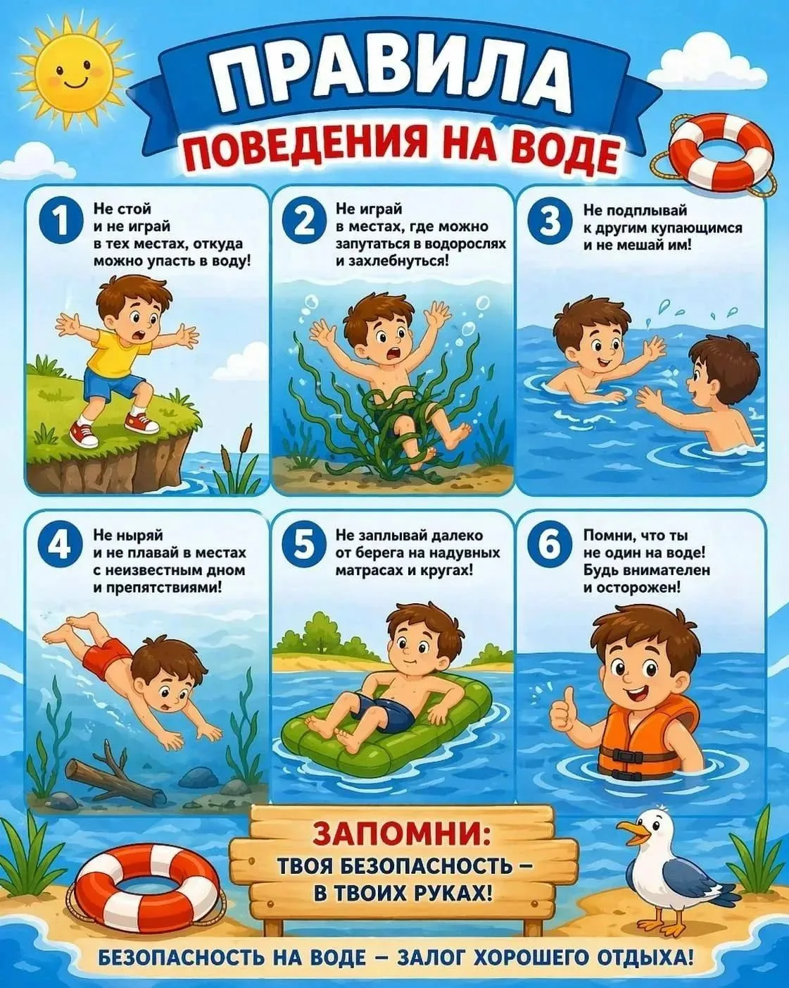 🌊 Правила безопасности на воде — залог веселого и безопасного отдыха! 🚣‍♂⛱Дорогие ученики и родите