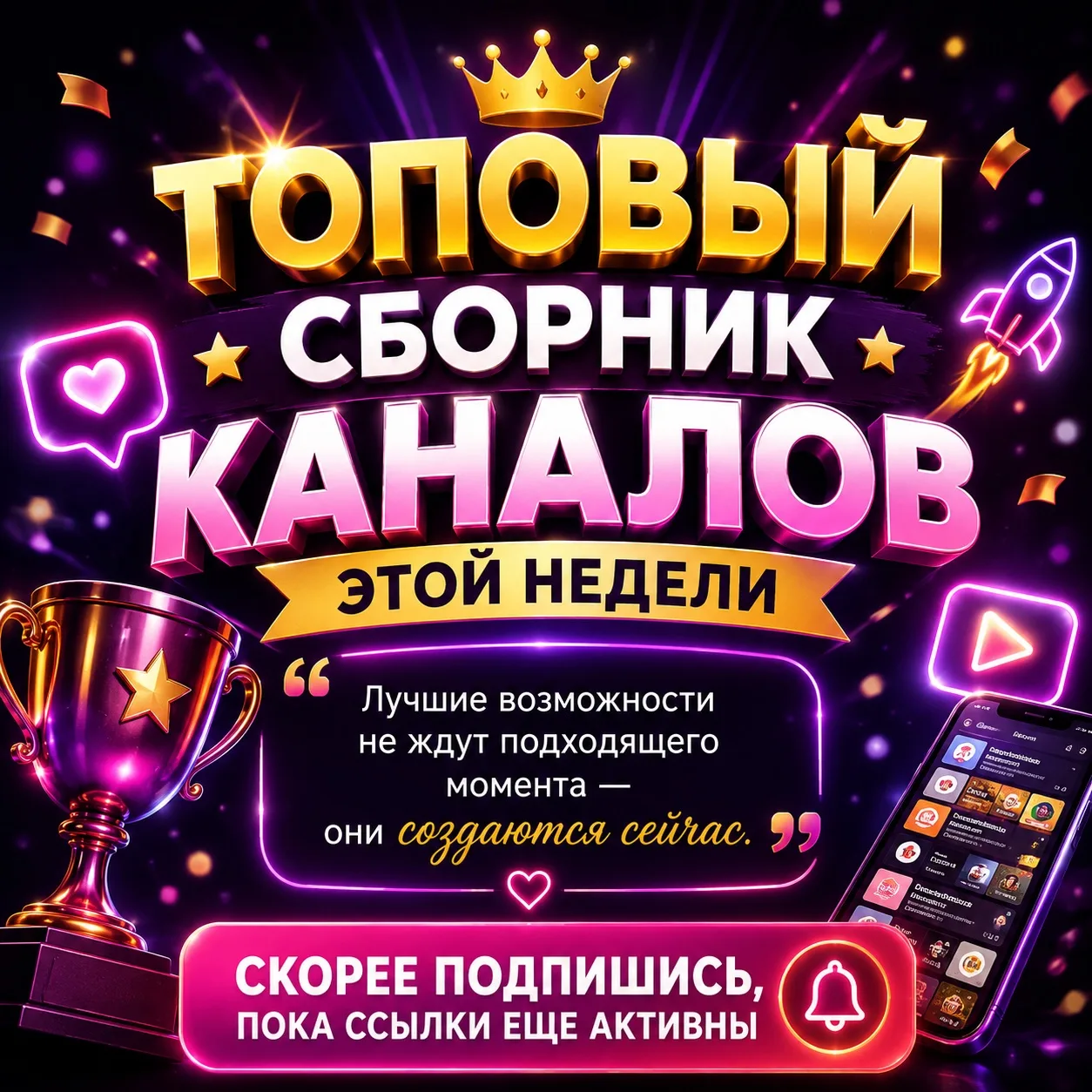 🔥 Только самые интересные, полезные и популярные каналы собраны в одном месте!
Не трать время на по
