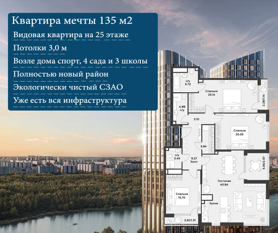 ❤️ Квартира мечты! Возле реки в полностью новом районе