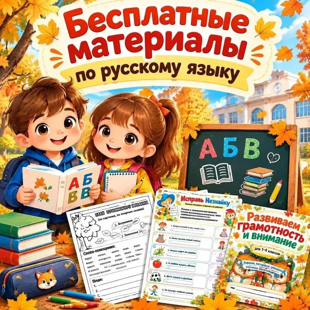 БОЛЬШАЯ ПАПКА  МАТЕРИАЛОВ ДЛЯ НАЧАЛЬНЫХ КЛАССОВ ПО РУССКОМУ ЯЗЫКУ 📚