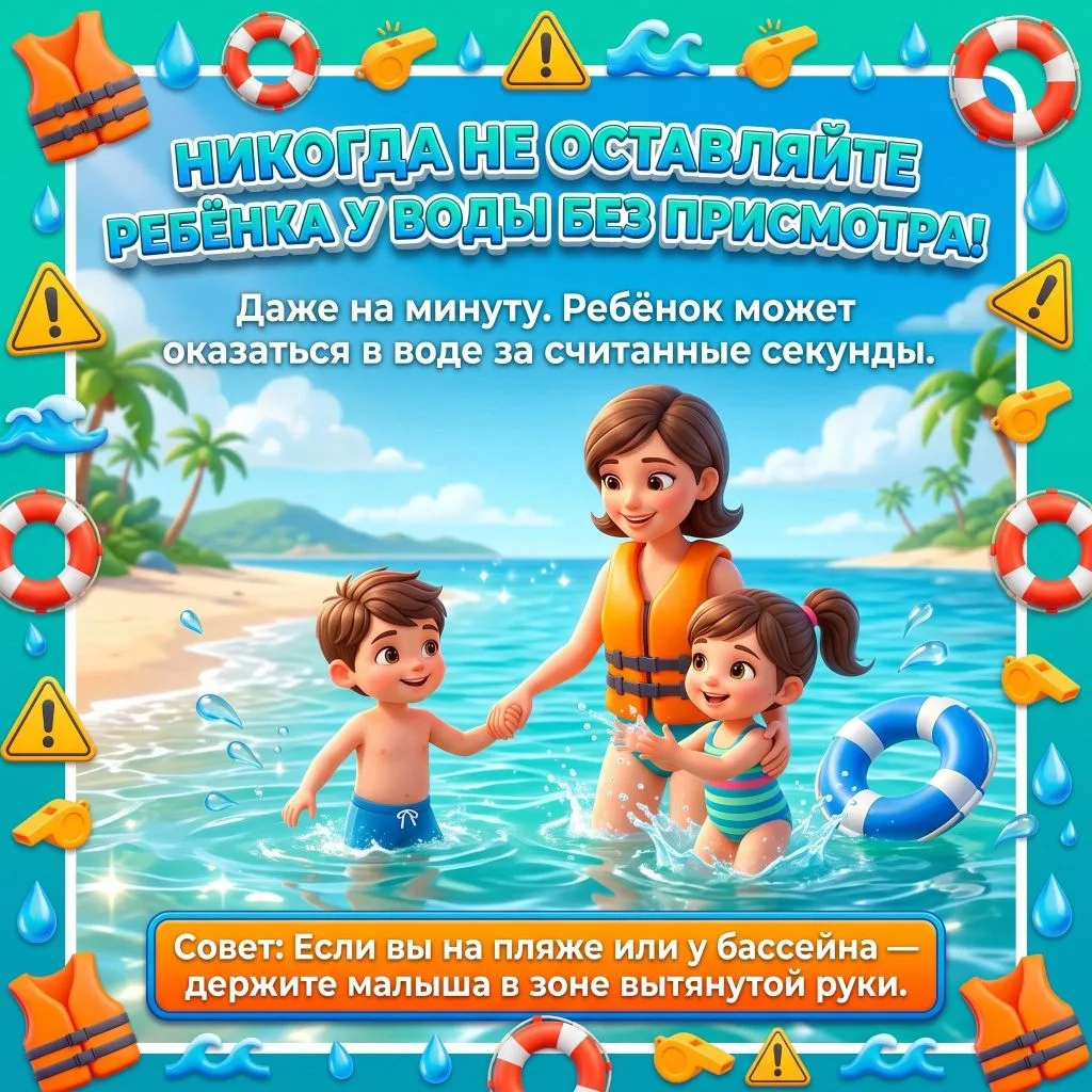🏖Лето — время отдыха у воды: помните о безопасности, особенно с детьми!🌊