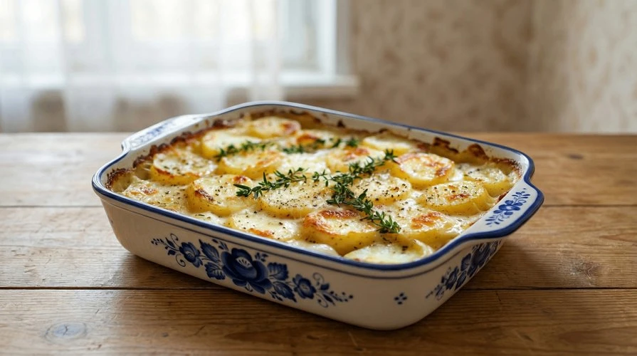 Запечённый картофель со сливками и сыром — Нежнейший, сливочный картофель с хрустящей сырной корочко