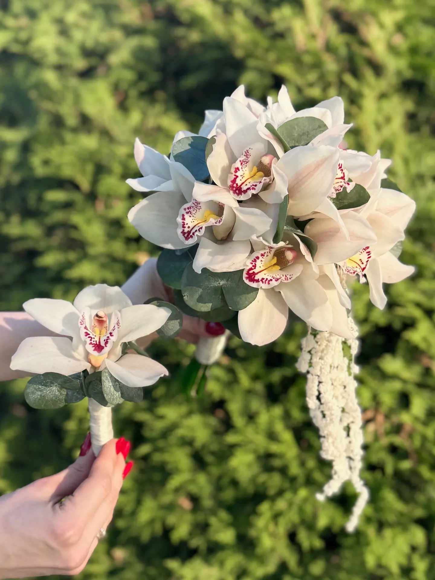 💍👰🏻‍♀️Букет невесты и бутоньерка для жениха с белыми орхидеями и эвкалиптом