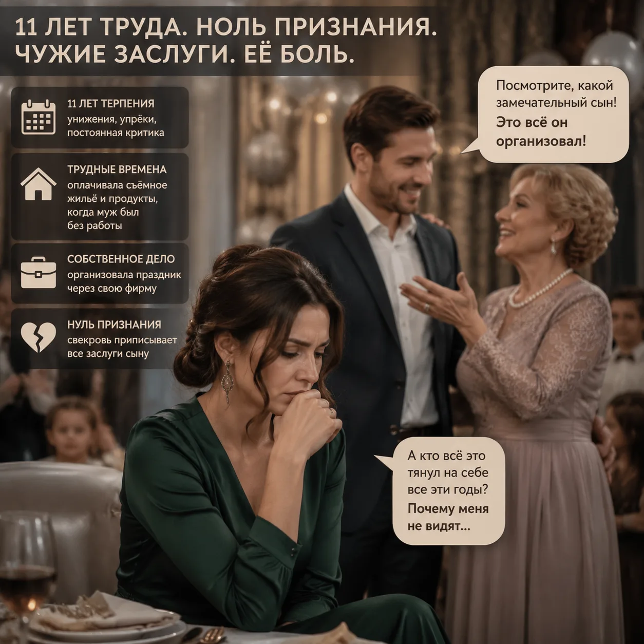 На юбилее свекрови Регина Андреевна при всех унижает невестку Диану, называя её бесприд...