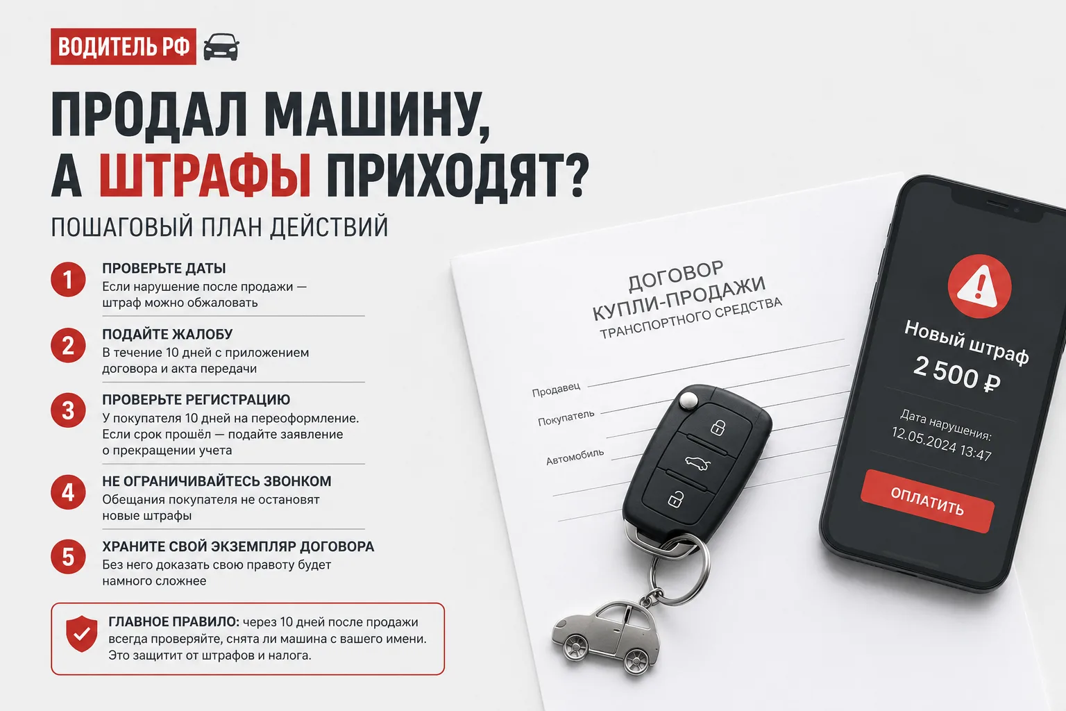 Продал машину, а штрафы продолжают приходить: что делать?


Машину продали, договор подписали, но шт