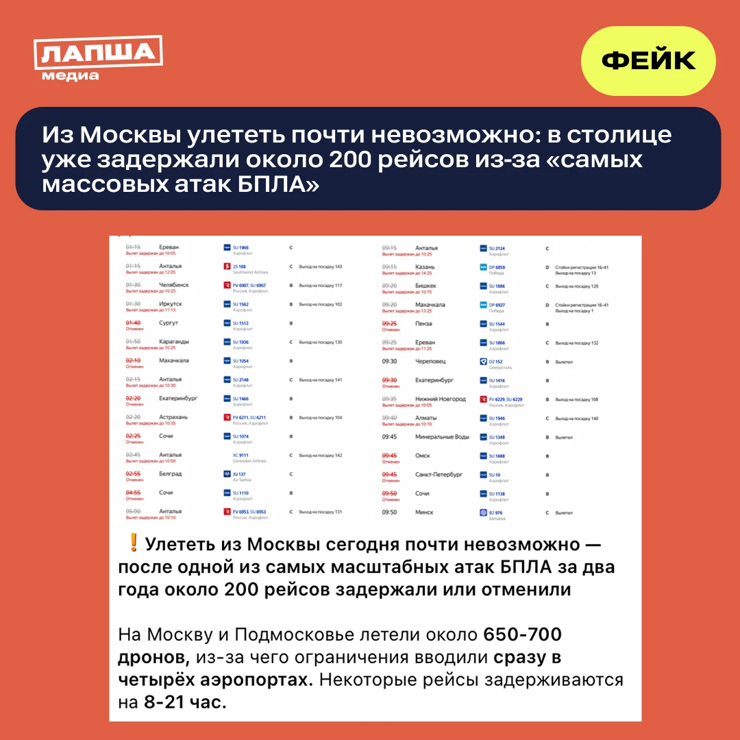 🛑 Улететь нельзя остаться: после одной из «самых массовых атак БПЛА» на Москву и Подмо...