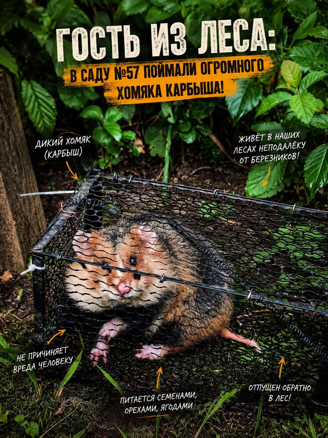 🐹 В саду №57 под Березниками поймали настоящего гигантского хомяка: размеры зверька настолько удиви